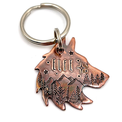 Médaille de Chien en Forme de Loup, Médaille Gravée en Cuivre