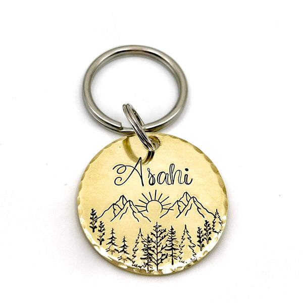 Médaille personnalisable pour chien, Médaillon pour chien avec montagnes
