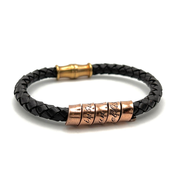 Anniversaire de Mariage 7 ans - Bracelet en cuir pour homme -  Bracelet Personnalisé - Cadeau Fête des Pères