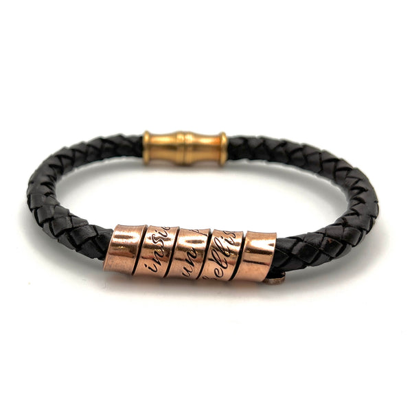 Anniversaire de Mariage 7 ans - Bracelet en cuir pour homme -  Bracelet Personnalisé - Cadeau Fête des Pères