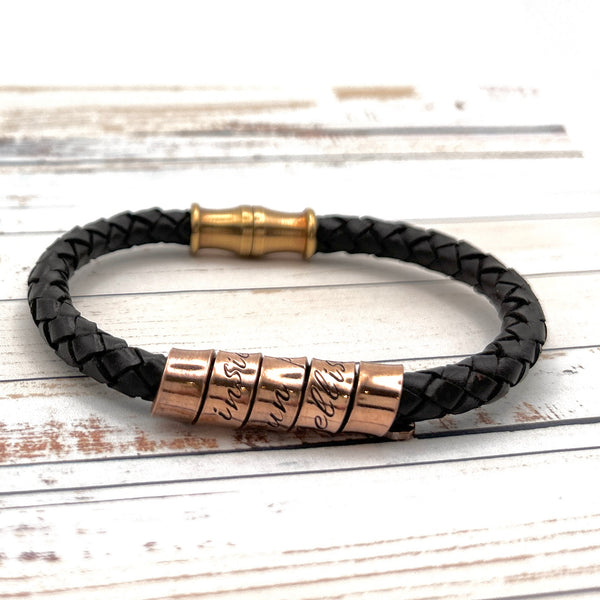 Anniversaire de Mariage 7 ans - Bracelet en cuir pour homme -  Bracelet Personnalisé - Cadeau Fête des Pères