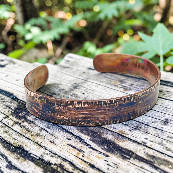 Bracelet Homme en Cuivre, Bracelet Saint Valentin, Message Personnalisé, Cadeau Mari