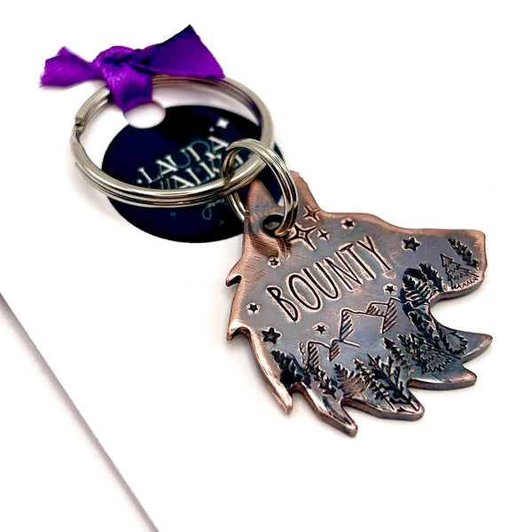 Médaille de Chien en Forme de Loup, Médaille Gravée en Cuivre