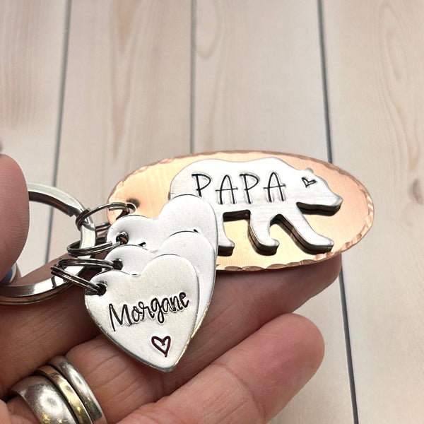 Papa Ours, Idée Cadeau Fête des Pères - Porte Clé Personnalisé Papa