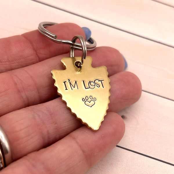 Médaille Personnalisée pour Chien, Médaille en Laiton Chien 'I'm Lost'