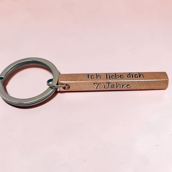 Cadeau personnalisé en cuivre – Porte clé en cuivre – Cadeau noces de cuivre (7 ans) ou pendaison de crémaillère
