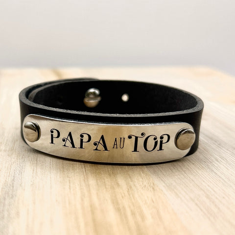 Cadeau Papa, Bracelet en Cuir pour Papa, Bijou Papa