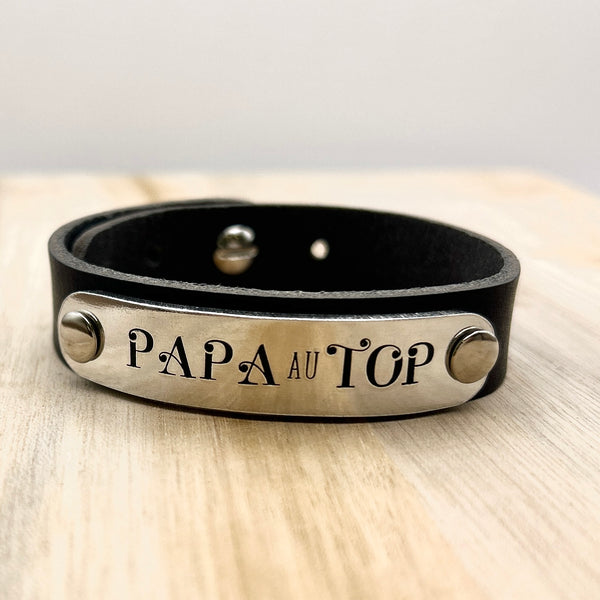 Cadeau Papa, Bracelet en Cuir pour Papa, Bijou Papa