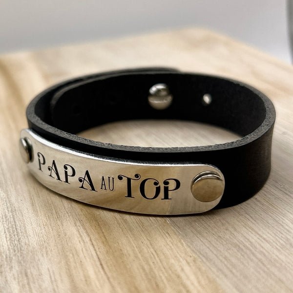 Cadeau Papa, Bracelet en Cuir pour Papa, Bijou Papa