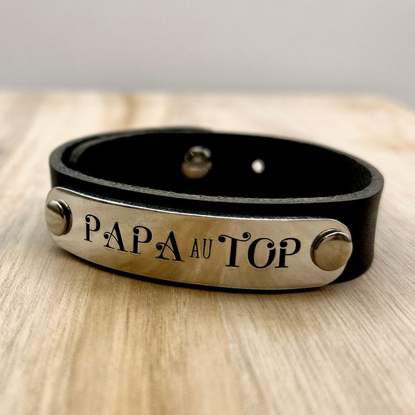 Cadeau Papa, Bracelet en Cuir pour Papa, Bijou Papa