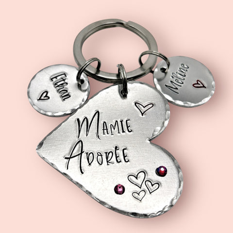 Porte Clé avec Noms, Cadeau pour un Grand-Mère, Idée Cadeau Mamie