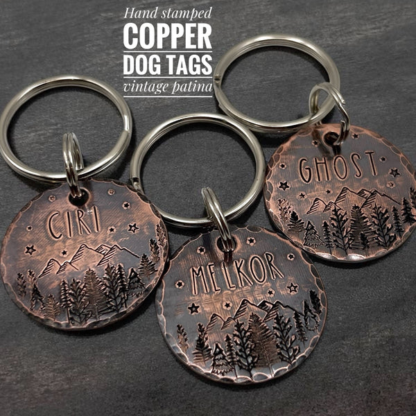 Médaille Chien Cuivre, Médaillon Chien Cuivre Vieilli