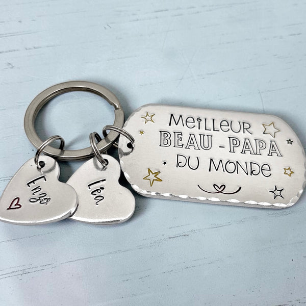 French Step Dad Keyring, Beau Papa Keyring, Cadeau Beau Papa, Porte Clé Beau Papa