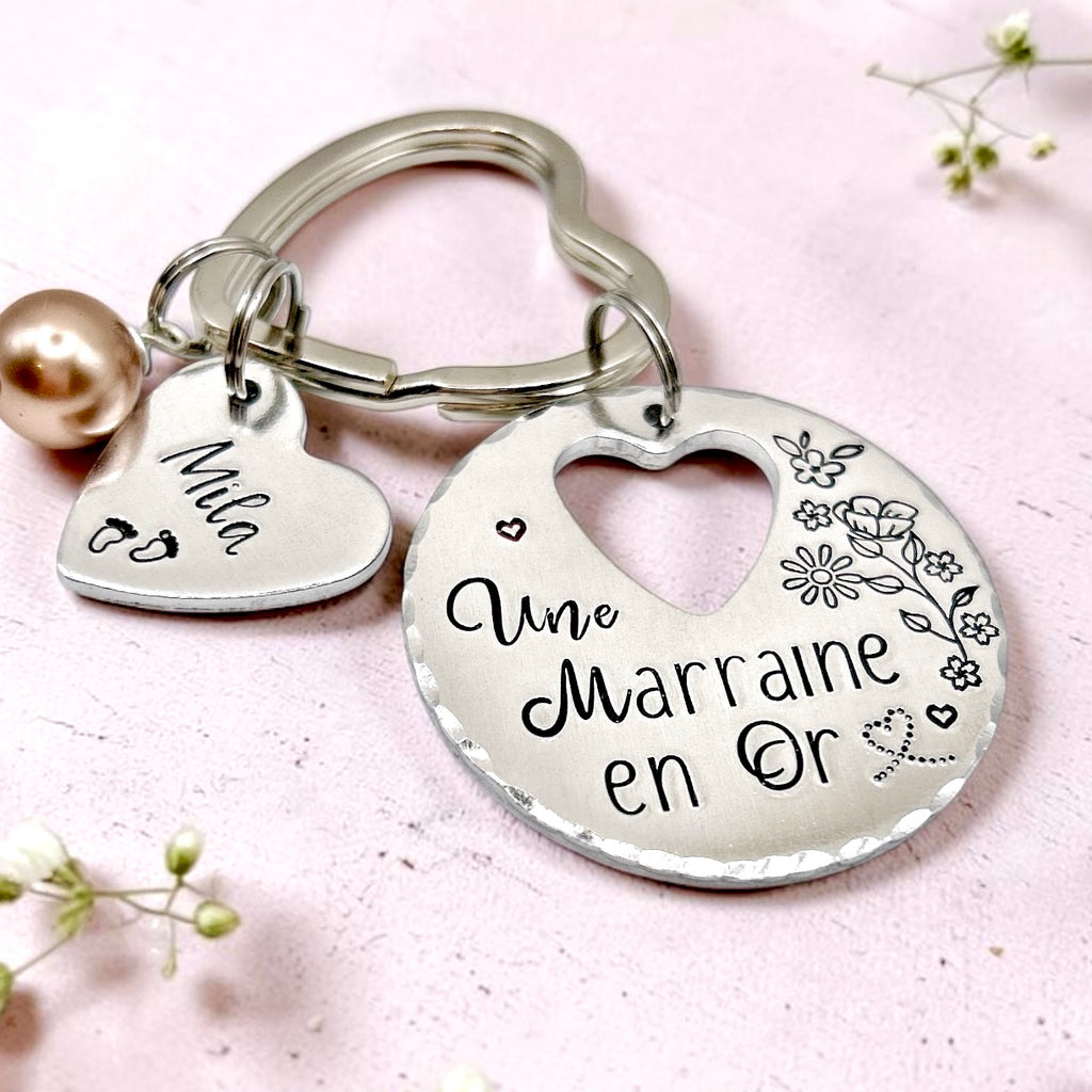 Porte Clé 'Marraine en Or', Cadeau Demande Marraine