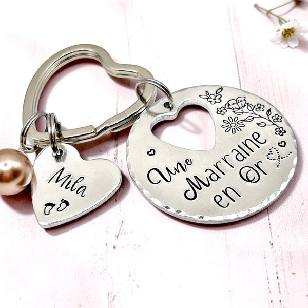 Porte Clé 'Marraine en Or', Cadeau Demande Marraine
