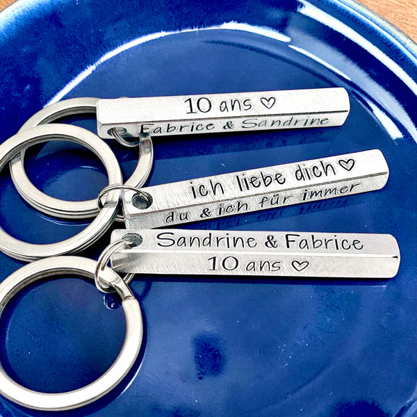 Porte Clé Personnalisé, Porte Clef Barre Argent