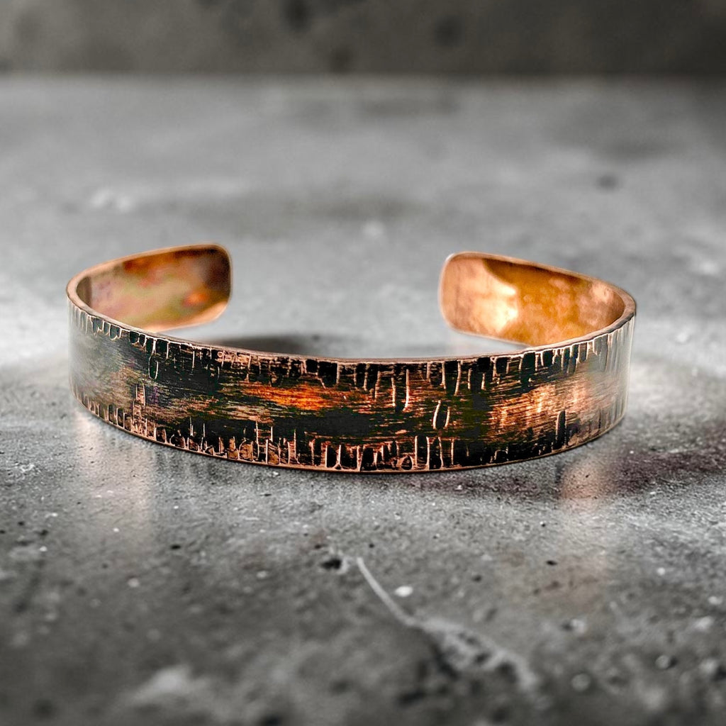 Bracelet Manchette Homme en Cuivre, Citation ou Phrase Personnalisée Gravée"