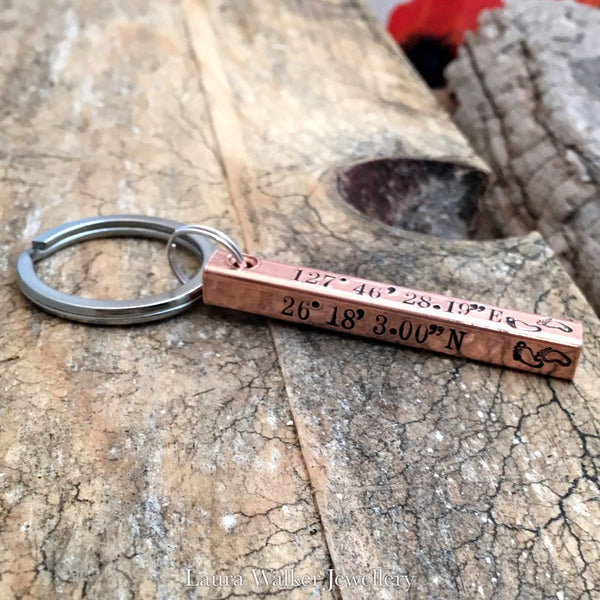 Coordinates Keyring Keychain, GPS Keyring Keychain, Longitude Latitude, Gift for Husband, Wife, Anniversary