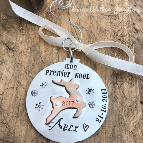 Décoration Premier Noël, Boule de Noël Personnalisée, Souvenir Premier Noël