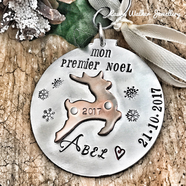 Décoration Premier Noël, Boule de Noël Personnalisée, Souvenir Premier Noël