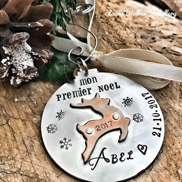 Décoration Premier Noël, Boule de Noël Personnalisée, Souvenir Premier Noël