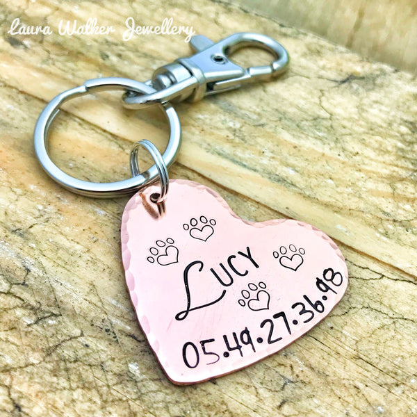 Médaillon d'identité Chien, Médaille Chien Cuivre, Coeur en Cuivre