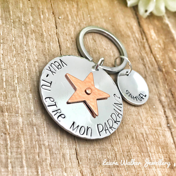 Demande Parrain, Porte Clé Parrain, Veux-tu être mon Parrain?, Cadeau Parrain