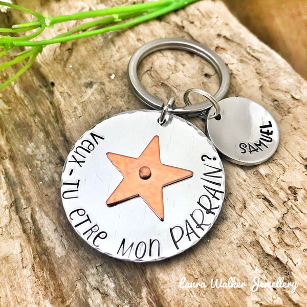 Demande Parrain, Porte Clé Parrain, Veux-tu être mon Parrain?, Cadeau Parrain