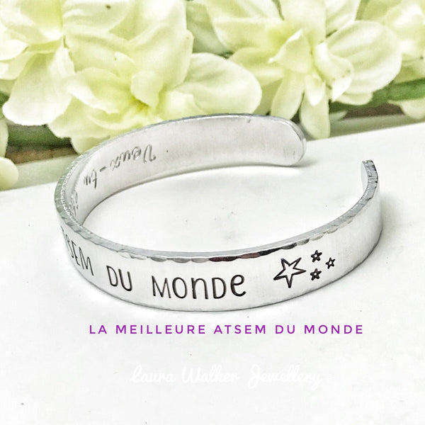 Bracelet Gravé ATSEM, Cadeau ATSEM, Bracelet Jonc ATSEM, Bijoux Enseignant