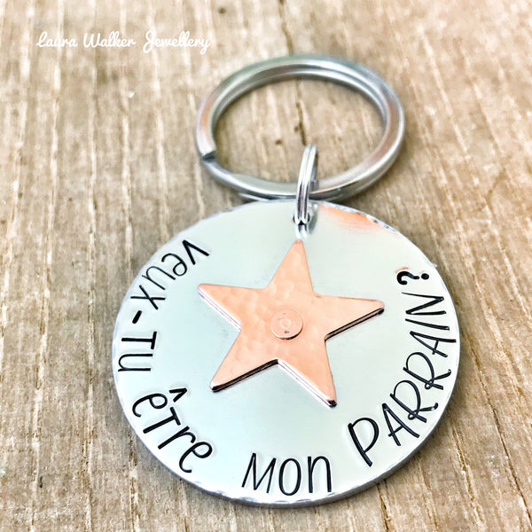 Demande Parrain, Porte Clé Parrain, Veux-tu être mon Parrain?, Cadeau Parrain