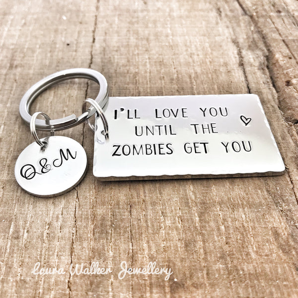 Zombie Keychain, Zombie Gift Partner, Until the Zombies Get You Gift, Zombie Keyring Friend