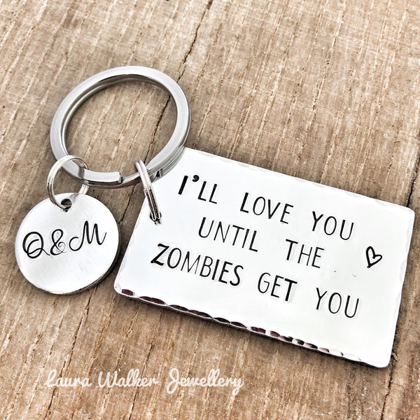 Zombie Keychain, Zombie Gift Partner, Until the Zombies Get You Gift, Zombie Keyring Friend