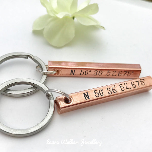Coordinates Keyring Keychain, GPS Keyring Keychain, Longitude Latitude, Gift for Husband, Wife, Anniversary