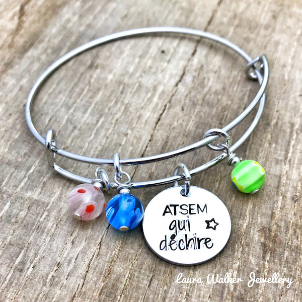 Bracelet Gravé ATSEM, Cadeau ATSEM, Bracelet ATSEM, Bijoux Enseignant