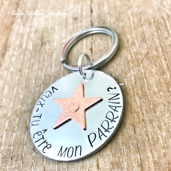 Demande Parrain, Porte Clé Parrain, Veux-tu être mon Parrain?, Cadeau Parrain