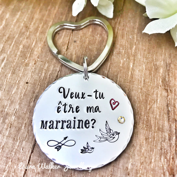 Demande Marraine, Porte Clé Gravé Marraine, Veux-tu être ma Marraine?, Cadeau Baptême, Cadeau Marraine
