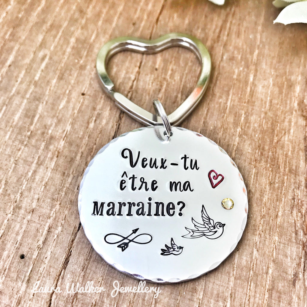 Demande Marraine, Porte Clé Gravé Marraine, Veux-tu être ma Marraine?, Cadeau Baptême, Cadeau Marraine