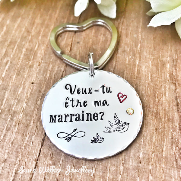 Demande Marraine, Porte Clé Gravé Marraine, Veux-tu être ma Marraine?, Cadeau Baptême, Cadeau Marraine