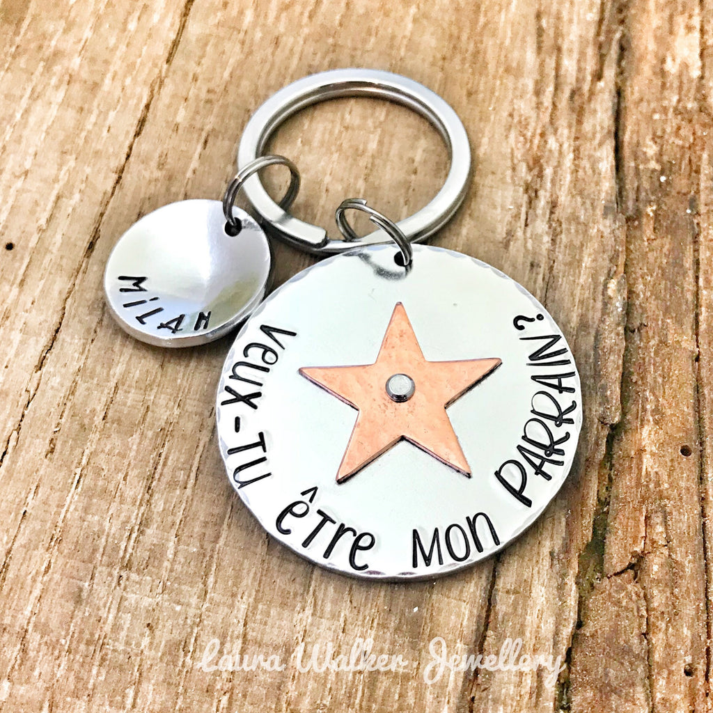 Demande Parrain, Porte Clé Parrain, Veux-tu être mon Parrain?, Cadeau Parrain