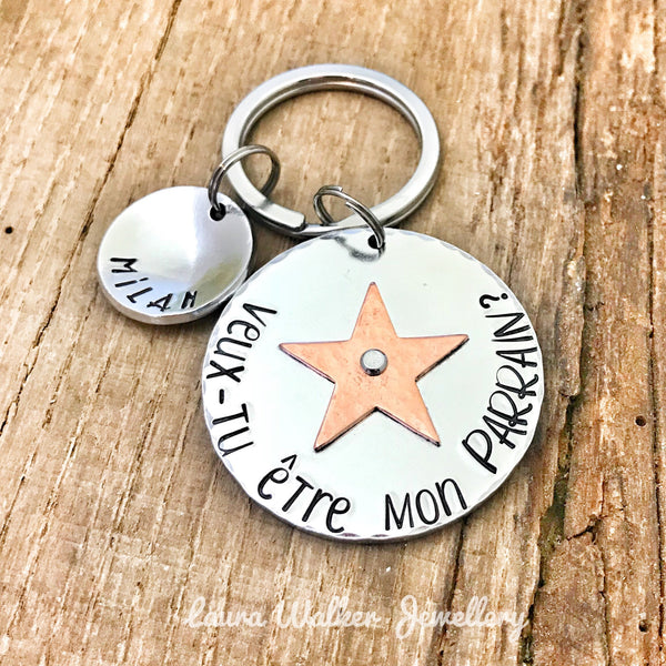 Demande Parrain, Porte Clé Parrain, Veux-tu être mon Parrain?, Cadeau Parrain