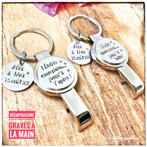 Décapsuleur Personnalisé, Décapsuleur Gravé Message Personnalisé, Cadeau Témoin, Idée Témoin, DemandeTémoin