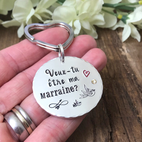 Demande Marraine, Porte Clé Gravé Marraine, Veux-tu être ma Marraine?, Cadeau Baptême, Cadeau Marraine