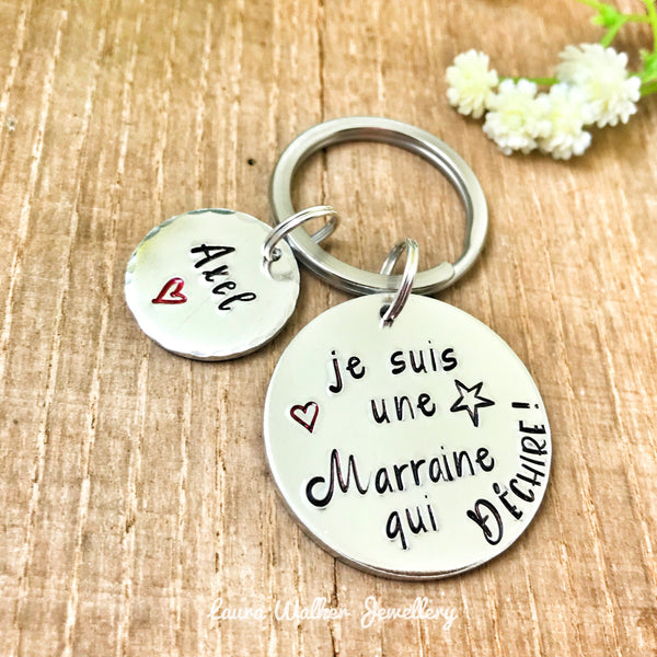 Marraine qui Déchire, Demande Marraine, Porte-Clé Marraine, Cadeau Baptême Marraine, Marraine Formidable, Bijoux Marraine