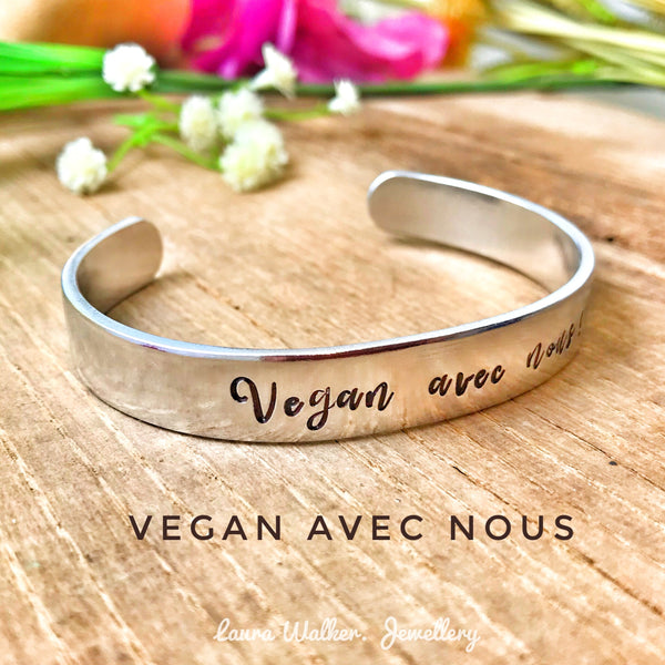 Vegan Bijoux, Vegan Jonc, Bracelet Jonc Aluminium, Bracelet Gravé, Vegan avec Nous