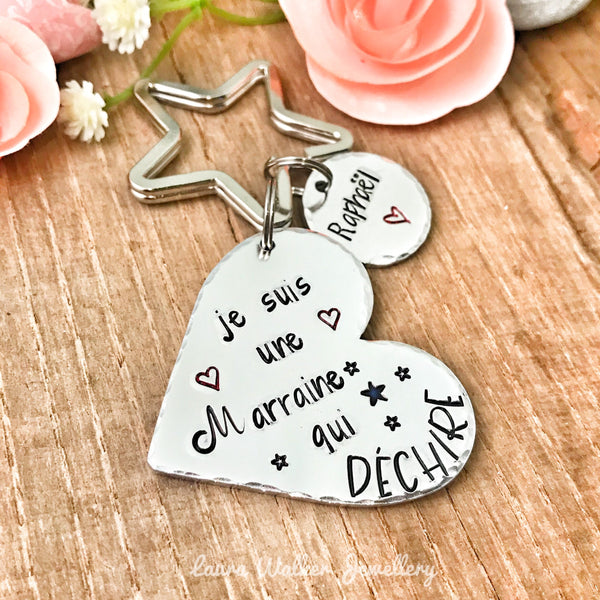 Marraine qui Déchire, Demande Marraine, Porte-Clé Marraine, Cadeau Baptême Marraine, Marraine Formidable, Bijoux Marraine