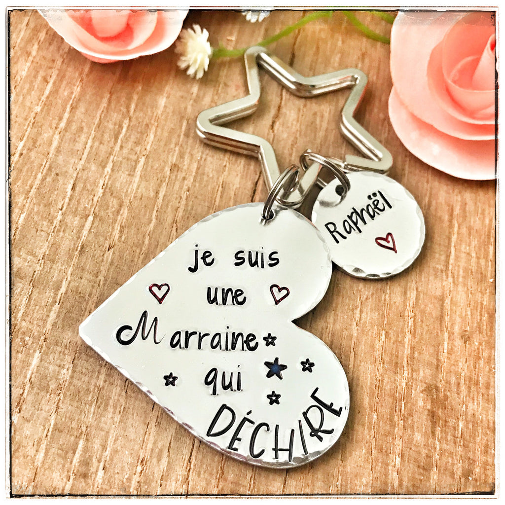 Marraine qui Déchire, Demande Marraine, Porte-Clé Marraine, Cadeau Baptême Marraine, Marraine Formidable, Bijoux Marraine