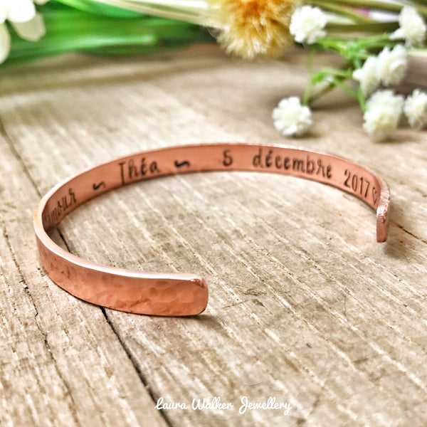 Jonc en Cuivre, Bracelet Cuivre, Jonc Personnalisée Cuivre, Cadeau Cuivre, Jonc Femme Cuivre