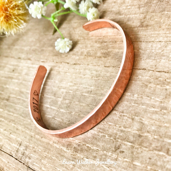 Manchette Femme en Cuivre, Bracelet Laiton, Jonc Bracelet en Cuivre à Personnaliser