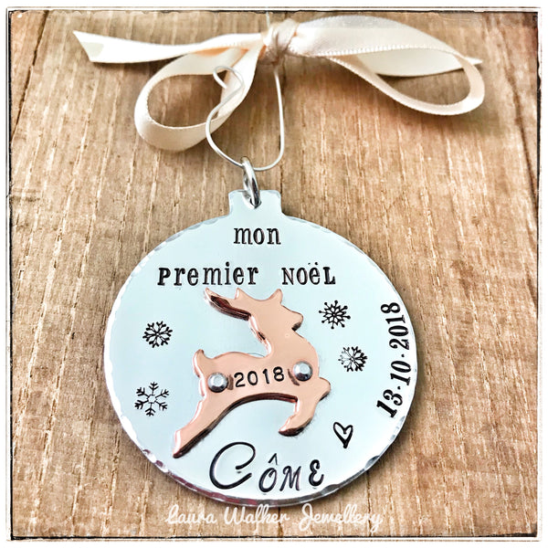 Décoration Premier Noël, Boule de Noël Personnalisée, Souvenir Premier Noël