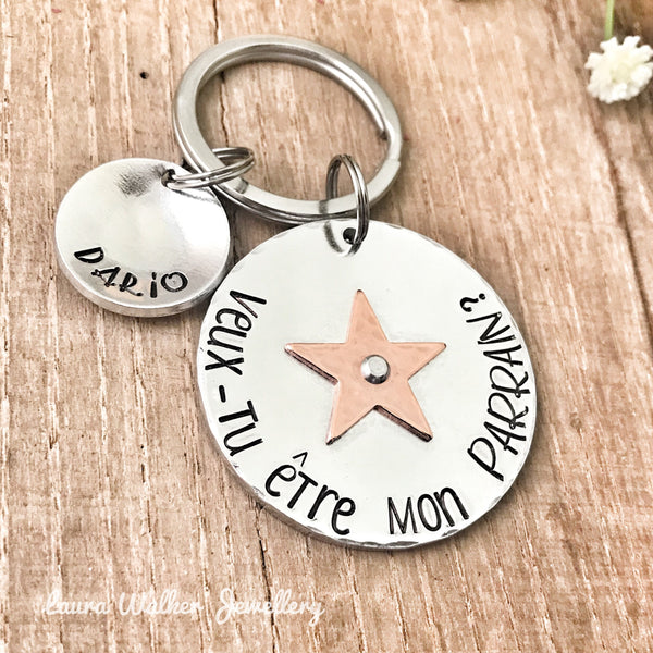 Demande Parrain, Porte Clé Parrain, Veux-tu être mon Parrain?, Cadeau Parrain